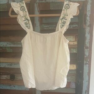 Madewell Cream Floral Embroidered Blouse ASO Meghan Markle